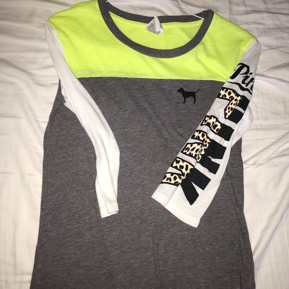 Yellow cheetah pink midi sleeve tee